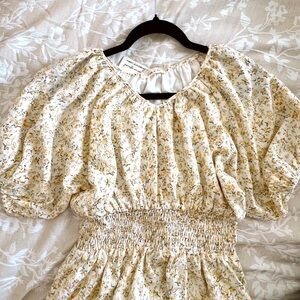 NWT Yellow Floral Dress in Ivory